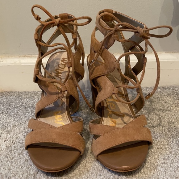 Sam Edelman Chunky Heel Lace up Sandals sz 7.5 - Picture 3 of 6